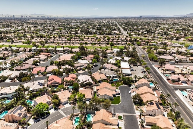 aerial view with a residential view and a mountain view