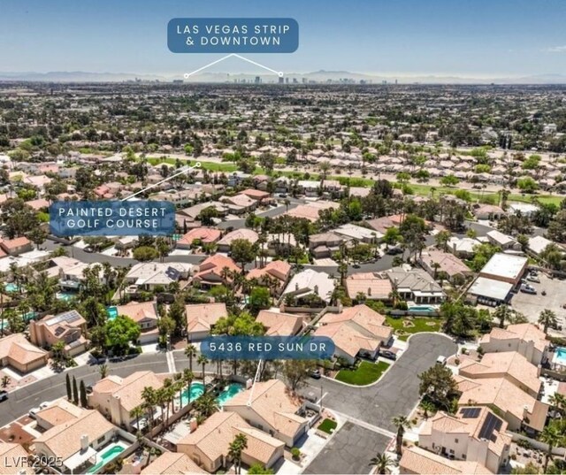 drone / aerial view with a residential view