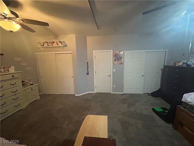 bedroom featuring ceiling fan and baseboards