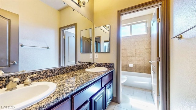524 Blanche Ct, Henderson, NV 89052 - full bathroom with double vanity, toilet, tile patterned flooring, and a sink