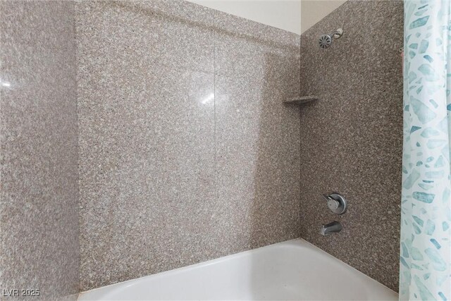 full bathroom featuring shower / bath combination with curtain