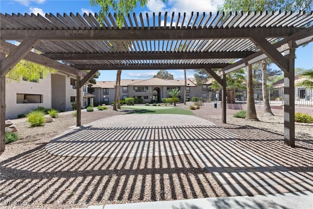 view of patio / terrace featuring a pergola