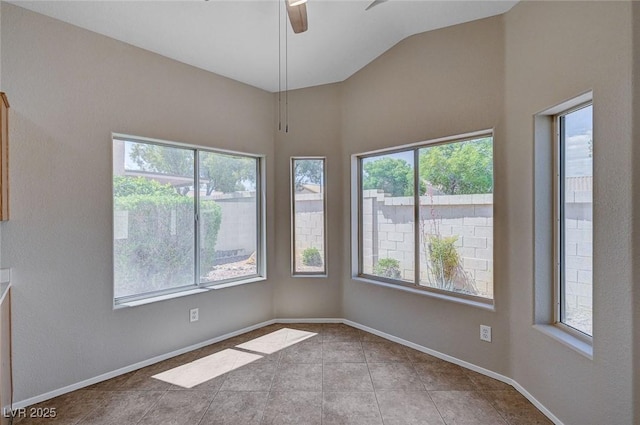 8028 Hurricane Cove Ct, Las Vegas, NV 89129 - spare room with a wealth of natural light, tile patterned floors, baseboards, and ceiling fan