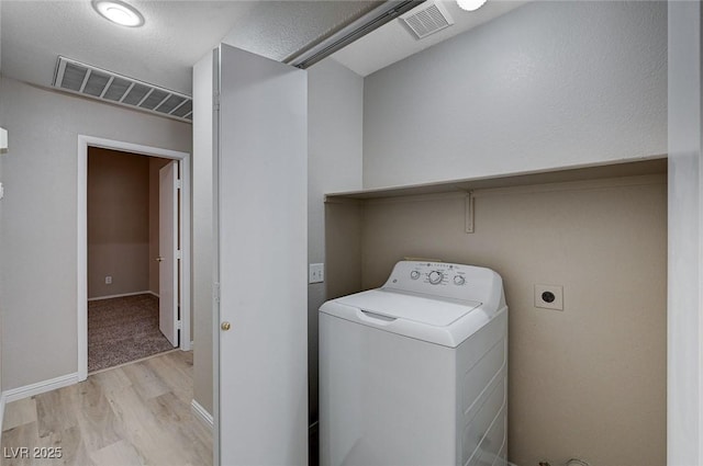 8028 Hurricane Cove Ct, Las Vegas, NV 89129 - washroom featuring washer / clothes dryer, light wood finished floors, visible vents, and laundry area