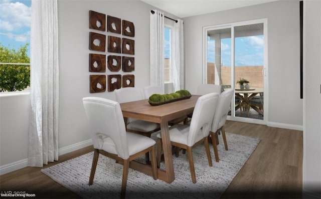 dining room featuring baseboards and wood finished floors