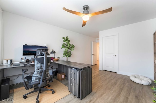 7307 Grace Estate Ave, Las Vegas, NV 89113 - office featuring light wood finished floors, baseboards, and ceiling fan