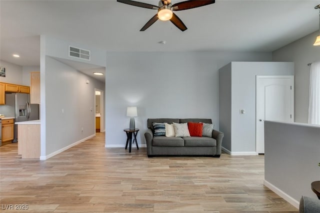2305 W Horizon Ridge Pkwy Unit 3713, Henderson, NV 89052 - living room featuring recessed lighting, light wood-style floors, visible vents, and a ceiling fan