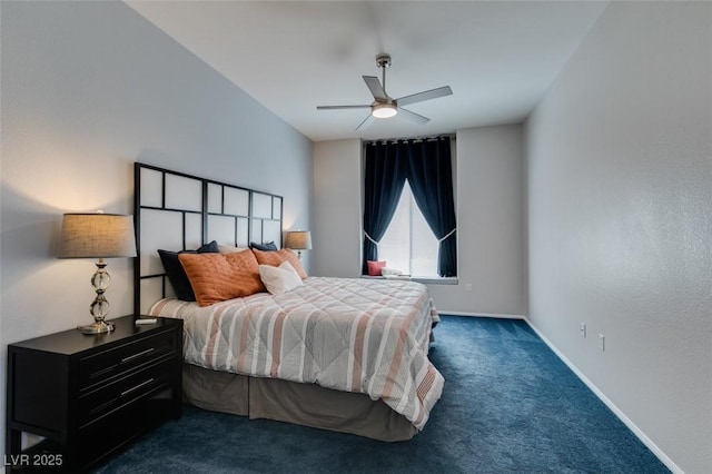 2305 W Horizon Ridge Pkwy Unit 3713, Henderson, NV 89052 - bedroom with dark colored carpet, baseboards, and a ceiling fan