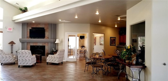 2305 W Horizon Ridge Pkwy Unit 3713, Henderson, NV 89052 - living room with plenty of natural light, recessed lighting, and a fireplace