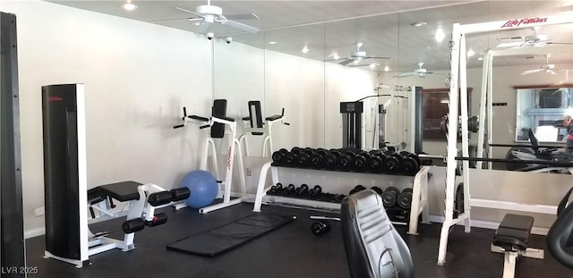2305 W Horizon Ridge Pkwy Unit 3713, Henderson, NV 89052 - workout area with recessed lighting, a ceiling fan, and baseboards