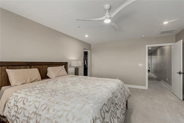 3208 Lumassina Way, Henderson, NV 89044 - bedroom featuring a closet, ceiling fan, light carpet, baseboards, and visible vents
