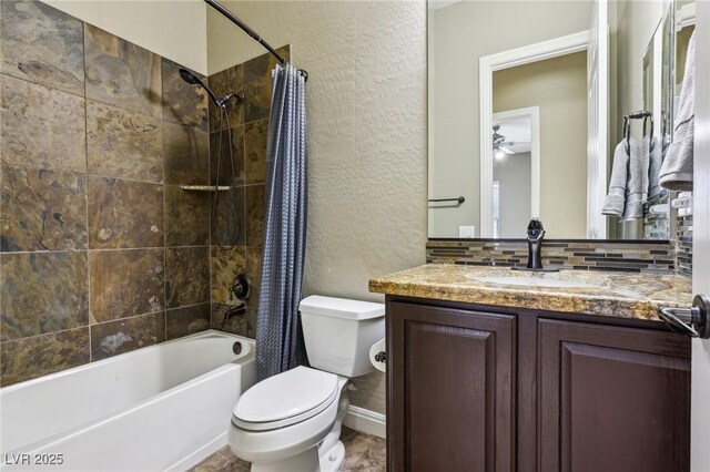 3904 Redbreast Ln, North Las Vegas, NV 89084 - bathroom featuring a textured wall, vanity, toilet, and shower / bath combo