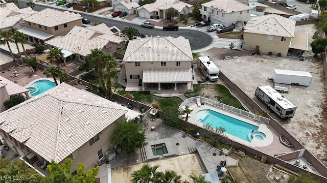 aerial view with a residential view