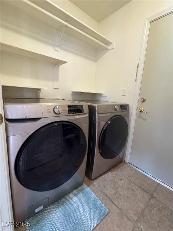1105 Enderly Ln, Las Vegas, NV 89144 - clothes washing area with separate washer and dryer and tile patterned floors