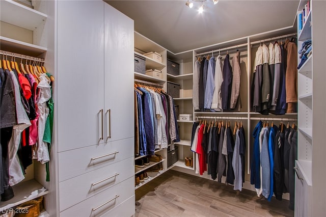 spacious closet featuring wood finished floors