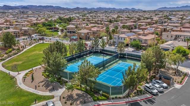 bird's eye view featuring a mountain view and a residential view