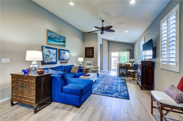 8036 Literature Ct, Las Vegas, NV 89113 - living area with recessed lighting, wood finished floors, and a ceiling fan