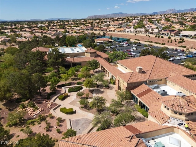bird's eye view featuring a residential view and a mountain view
