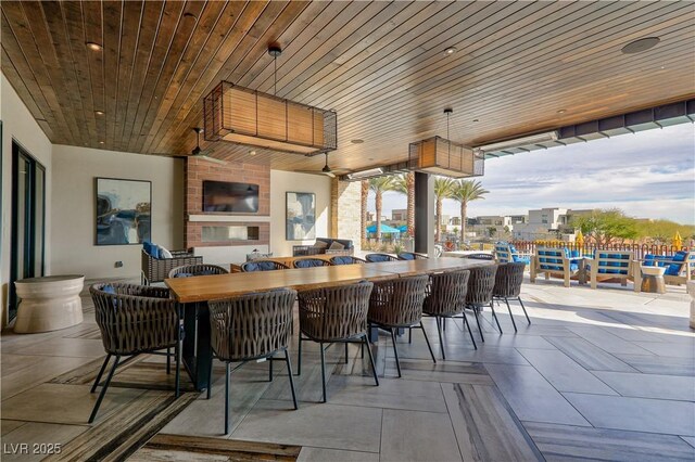view of patio with exterior bar