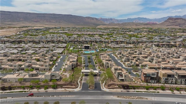 aerial view featuring a residential view and a mountain view