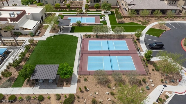 birds eye view of property with a residential view