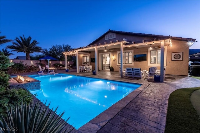 5852 Ireland Ridge Ct, Las Vegas, NV 89149 - view of pool with a patio, a ceiling fan, and fence