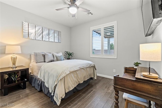 5852 Ireland Ridge Ct, Las Vegas, NV 89149 - bedroom featuring wood finished floors, baseboards, and ceiling fan