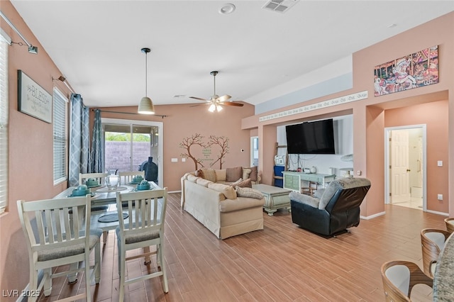 2104 Leatherbridge Ct, North Las Vegas, NV 89081 - living room with ceiling fan, baseboards, and wood finished floors