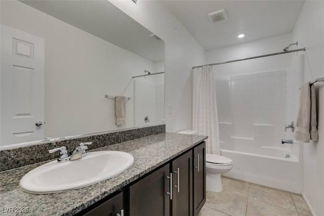 1004 Huckburn Ave, Henderson, NV 89015 - full bath featuring tile patterned floors, toilet, visible vents, shower / tub combo, and vanity