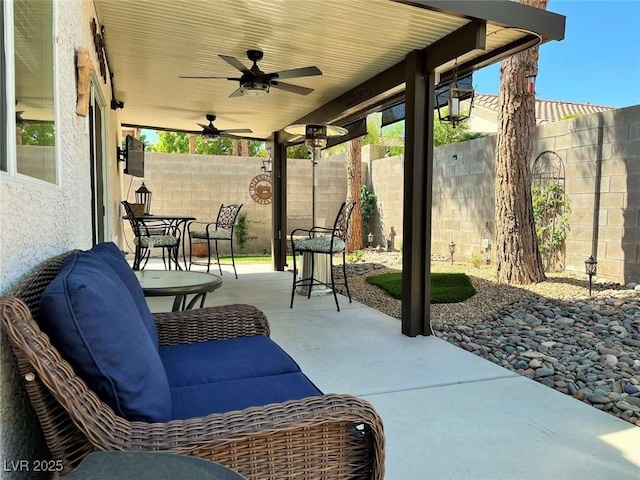 1121 Majestic Canyon St, Henderson, NV 89052 - view of patio / terrace featuring a fenced backyard and a ceiling fan