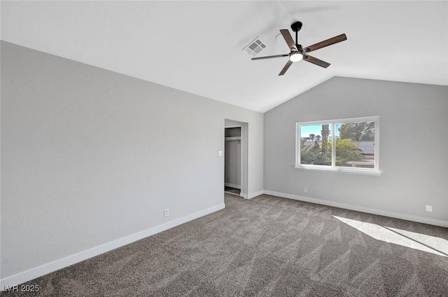 3791 El Camino Rd, Las Vegas, NV 89103 - unfurnished bedroom with lofted ceiling, carpet flooring, ceiling fan, and a closet