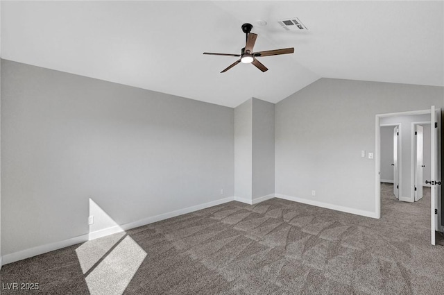 3791 El Camino Rd, Las Vegas, NV 89103 - empty room with ceiling fan, carpet flooring, and lofted ceiling