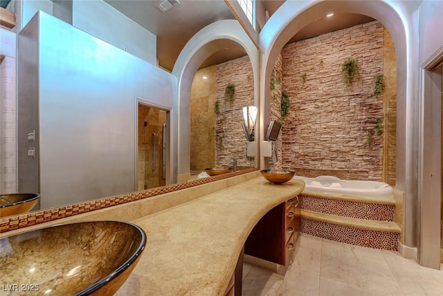 8199 Pinnacle Peak Ave, Las Vegas, NV 89113 - bathroom with a tub, vanity, and a shower