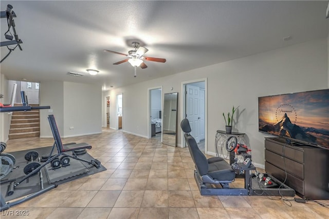 6546 American Flower St, Las Vegas, NV 89148 - workout room featuring ceiling fan and baseboards