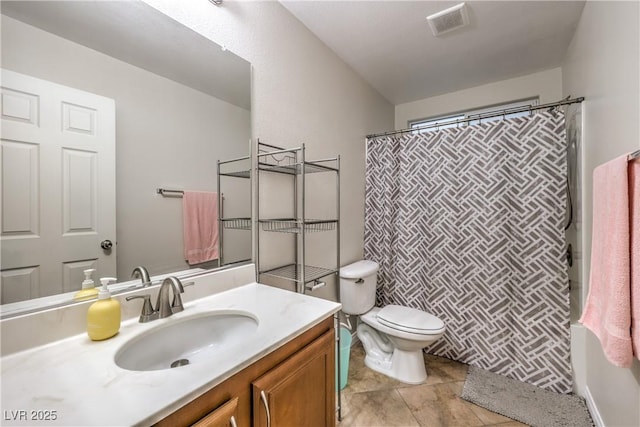 6546 American Flower St, Las Vegas, NV 89148 - bathroom featuring toilet, vanity, and curtained shower