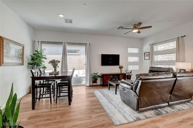 897 Woodburn Ln, Las Vegas, NV 89138 - living room with ceiling fan and light wood finished floors