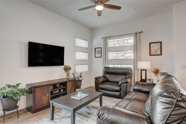 897 Woodburn Ln, Las Vegas, NV 89138 - living room featuring ceiling fan and light wood-style floors