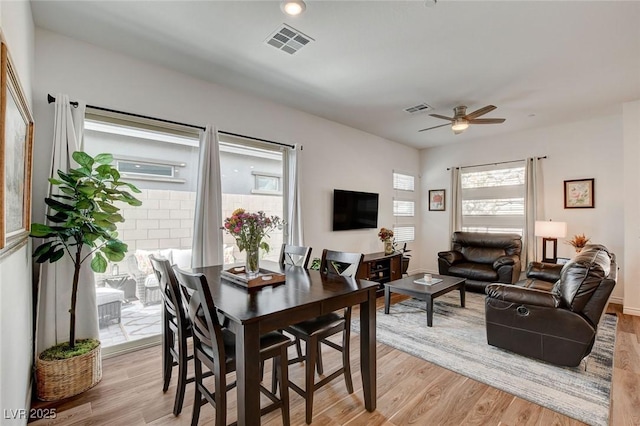 897 Woodburn Ln, Las Vegas, NV 89138 - dining space featuring a ceiling fan and light wood-style floors