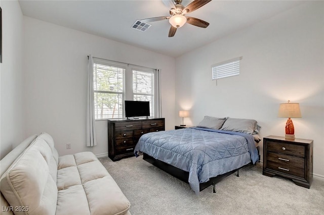 897 Woodburn Ln, Las Vegas, NV 89138 - bedroom with light carpet and ceiling fan