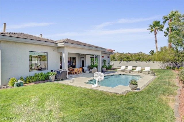 10969 Tranquil Waters Ct, Las Vegas, NV 89135 - back of property featuring outdoor lounge area, a patio, and stucco siding