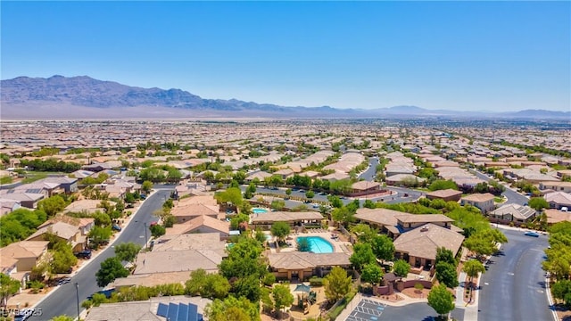bird's eye view with a mountain view and a residential view