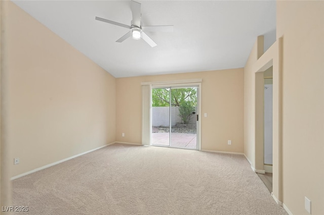 1805 Candle Bright Dr, Henderson, NV 89074 - spare room with vaulted ceiling, baseboards, carpet floors, and ceiling fan
