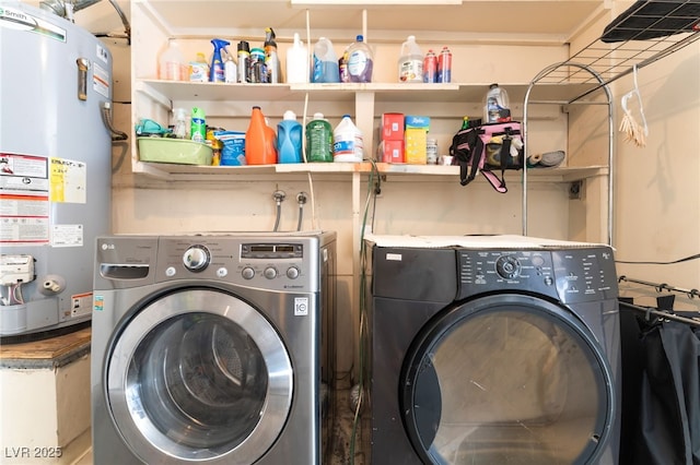 washroom featuring separate washer and dryer and gas water heater