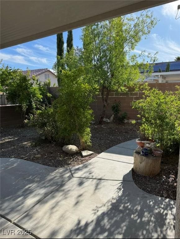 view of yard with a patio area and a fenced backyard