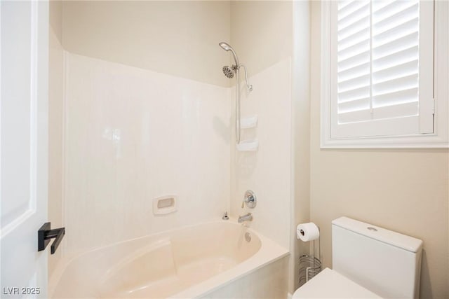 full bath with toilet and bathing tub / shower combination