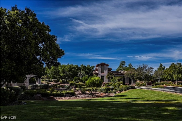 view of community featuring a lawn