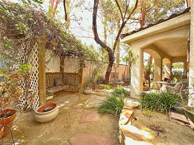 view of yard with a fenced backyard and a patio area