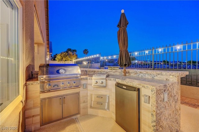 3091 Via Del Corso, Henderson, NV 89052 - patio at twilight featuring fence, a grill, and area for grilling