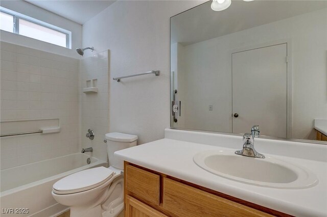 8450 Alta Dr Unit 136, Las Vegas, NV 89145 - bathroom featuring toilet, shower / washtub combination, and vanity