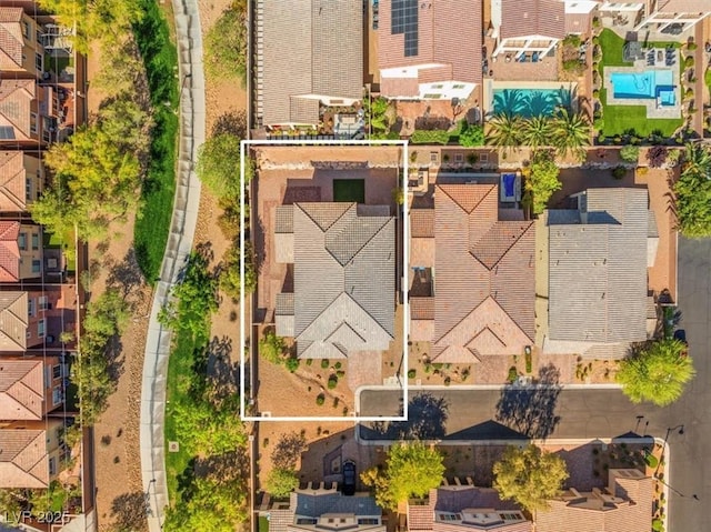 aerial view with a residential view